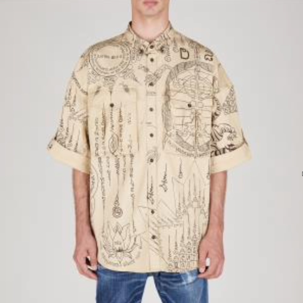 DSQUARED2 GRAPHIC-PRINT COTTON SHIRT